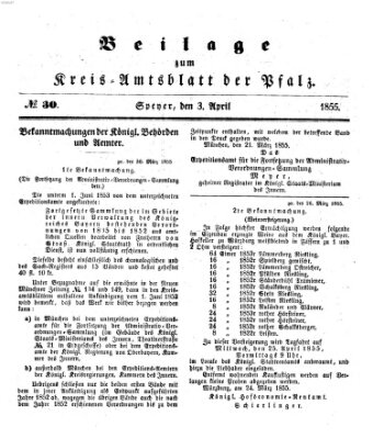 Königlich-bayerisches Kreis-Amtsblatt der Pfalz (Königlich bayerisches Amts- und Intelligenzblatt für die Pfalz) Dienstag 3. April 1855