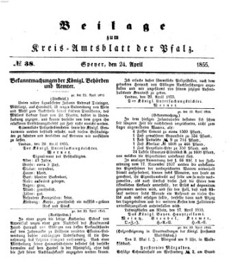 Königlich-bayerisches Kreis-Amtsblatt der Pfalz (Königlich bayerisches Amts- und Intelligenzblatt für die Pfalz) Dienstag 24. April 1855