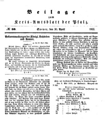 Königlich-bayerisches Kreis-Amtsblatt der Pfalz (Königlich bayerisches Amts- und Intelligenzblatt für die Pfalz) Montag 30. April 1855