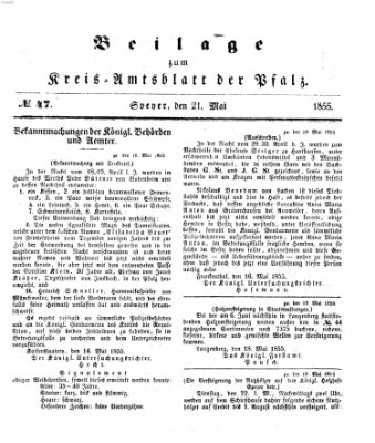 Königlich-bayerisches Kreis-Amtsblatt der Pfalz (Königlich bayerisches Amts- und Intelligenzblatt für die Pfalz) Montag 21. Mai 1855