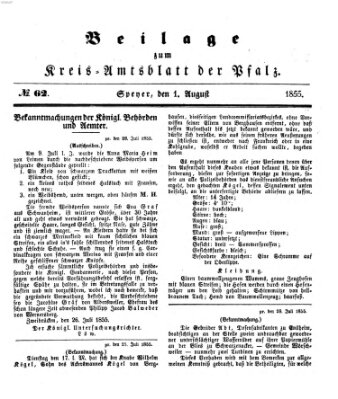 Königlich-bayerisches Kreis-Amtsblatt der Pfalz (Königlich bayerisches Amts- und Intelligenzblatt für die Pfalz) Mittwoch 1. August 1855