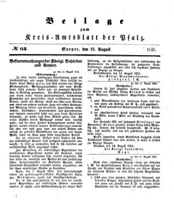 Königlich-bayerisches Kreis-Amtsblatt der Pfalz (Königlich bayerisches Amts- und Intelligenzblatt für die Pfalz) Samstag 18. August 1855