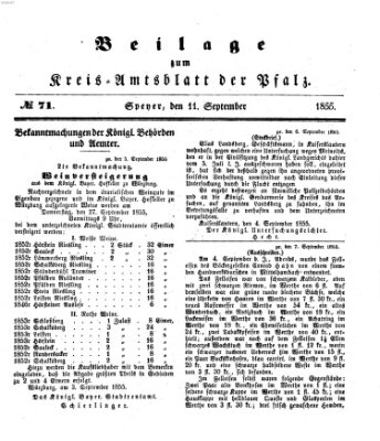 Königlich-bayerisches Kreis-Amtsblatt der Pfalz (Königlich bayerisches Amts- und Intelligenzblatt für die Pfalz) Dienstag 11. September 1855