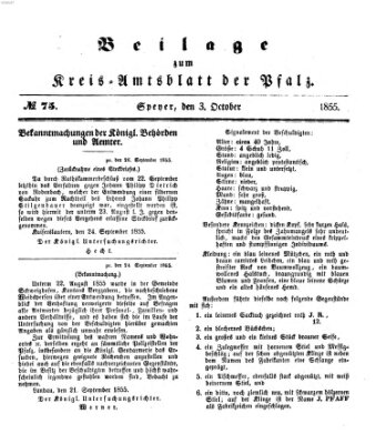 Königlich-bayerisches Kreis-Amtsblatt der Pfalz (Königlich bayerisches Amts- und Intelligenzblatt für die Pfalz) Mittwoch 3. Oktober 1855