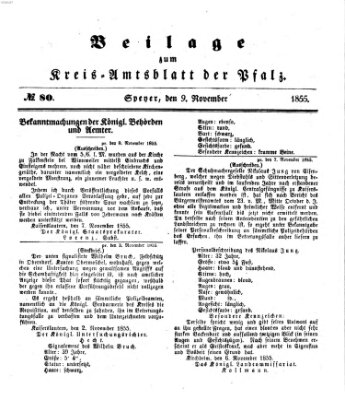 Königlich-bayerisches Kreis-Amtsblatt der Pfalz (Königlich bayerisches Amts- und Intelligenzblatt für die Pfalz) Freitag 9. November 1855