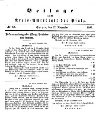 Königlich-bayerisches Kreis-Amtsblatt der Pfalz (Königlich bayerisches Amts- und Intelligenzblatt für die Pfalz) Dienstag 27. November 1855