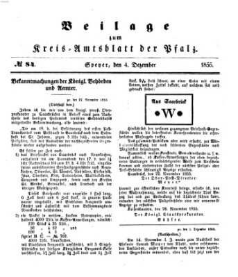 Königlich-bayerisches Kreis-Amtsblatt der Pfalz (Königlich bayerisches Amts- und Intelligenzblatt für die Pfalz) Dienstag 4. Dezember 1855