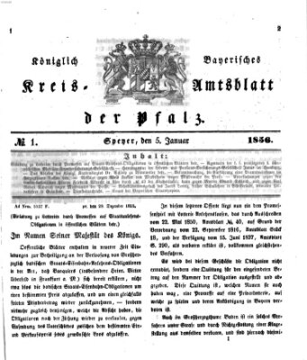 Königlich-bayerisches Kreis-Amtsblatt der Pfalz (Königlich bayerisches Amts- und Intelligenzblatt für die Pfalz) Samstag 5. Januar 1856