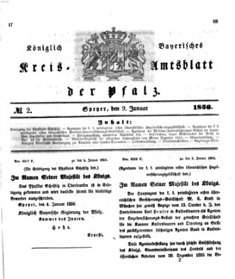 Königlich-bayerisches Kreis-Amtsblatt der Pfalz (Königlich bayerisches Amts- und Intelligenzblatt für die Pfalz) Mittwoch 9. Januar 1856