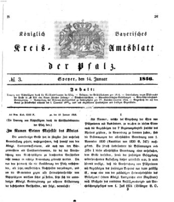 Königlich-bayerisches Kreis-Amtsblatt der Pfalz (Königlich bayerisches Amts- und Intelligenzblatt für die Pfalz) Montag 14. Januar 1856