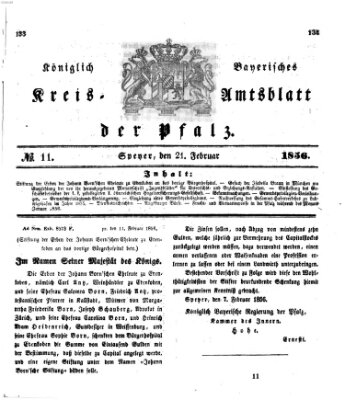 Königlich-bayerisches Kreis-Amtsblatt der Pfalz (Königlich bayerisches Amts- und Intelligenzblatt für die Pfalz) Donnerstag 21. Februar 1856