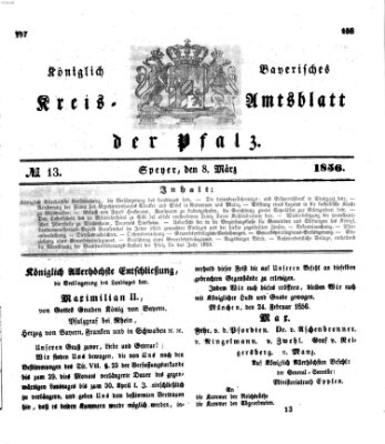 Königlich-bayerisches Kreis-Amtsblatt der Pfalz (Königlich bayerisches Amts- und Intelligenzblatt für die Pfalz) Samstag 8. März 1856