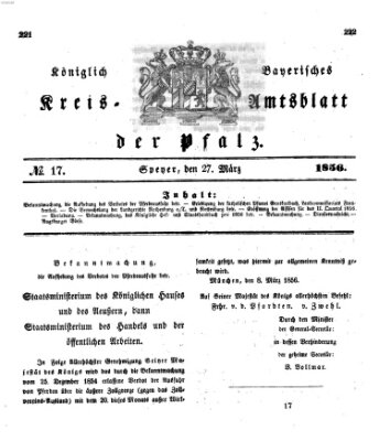 Königlich-bayerisches Kreis-Amtsblatt der Pfalz (Königlich bayerisches Amts- und Intelligenzblatt für die Pfalz) Donnerstag 27. März 1856