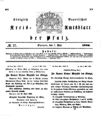 Königlich-bayerisches Kreis-Amtsblatt der Pfalz (Königlich bayerisches Amts- und Intelligenzblatt für die Pfalz) Mittwoch 7. Mai 1856