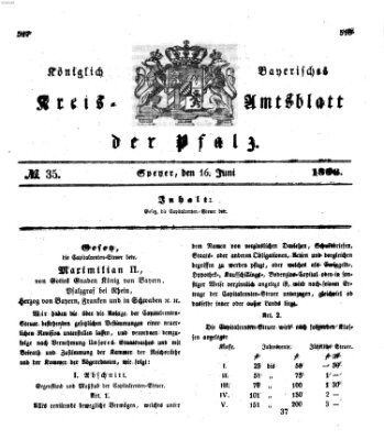 Königlich-bayerisches Kreis-Amtsblatt der Pfalz (Königlich bayerisches Amts- und Intelligenzblatt für die Pfalz) Montag 16. Juni 1856