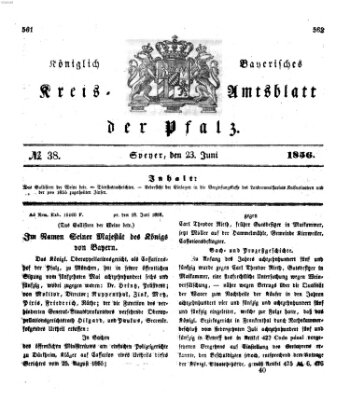 Königlich-bayerisches Kreis-Amtsblatt der Pfalz (Königlich bayerisches Amts- und Intelligenzblatt für die Pfalz) Montag 23. Juni 1856