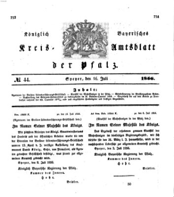 Königlich-bayerisches Kreis-Amtsblatt der Pfalz (Königlich bayerisches Amts- und Intelligenzblatt für die Pfalz) Mittwoch 16. Juli 1856