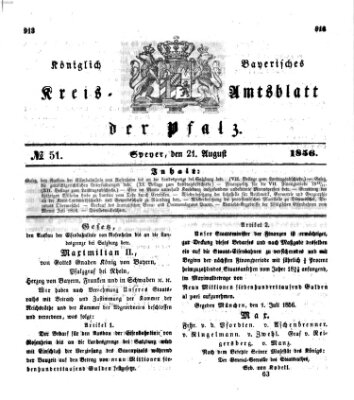 Königlich-bayerisches Kreis-Amtsblatt der Pfalz (Königlich bayerisches Amts- und Intelligenzblatt für die Pfalz) Donnerstag 21. August 1856