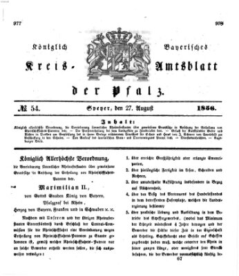 Königlich-bayerisches Kreis-Amtsblatt der Pfalz (Königlich bayerisches Amts- und Intelligenzblatt für die Pfalz) Mittwoch 27. August 1856