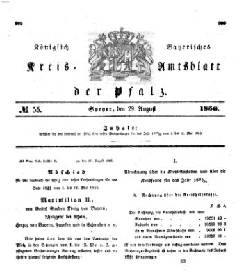 Königlich-bayerisches Kreis-Amtsblatt der Pfalz (Königlich bayerisches Amts- und Intelligenzblatt für die Pfalz) Freitag 29. August 1856