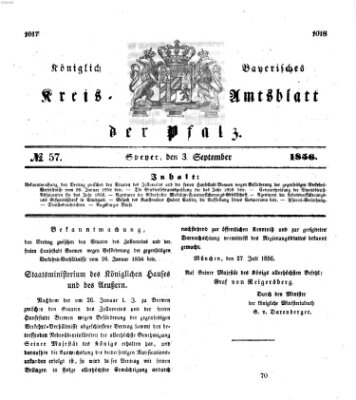 Königlich-bayerisches Kreis-Amtsblatt der Pfalz (Königlich bayerisches Amts- und Intelligenzblatt für die Pfalz) Mittwoch 3. September 1856