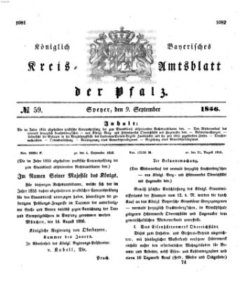 Königlich-bayerisches Kreis-Amtsblatt der Pfalz (Königlich bayerisches Amts- und Intelligenzblatt für die Pfalz) Dienstag 9. September 1856