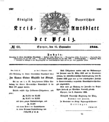 Königlich-bayerisches Kreis-Amtsblatt der Pfalz (Königlich bayerisches Amts- und Intelligenzblatt für die Pfalz) Mittwoch 10. September 1856