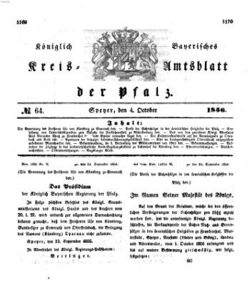 Königlich-bayerisches Kreis-Amtsblatt der Pfalz (Königlich bayerisches Amts- und Intelligenzblatt für die Pfalz) Samstag 4. Oktober 1856