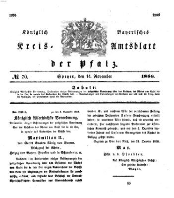 Königlich-bayerisches Kreis-Amtsblatt der Pfalz (Königlich bayerisches Amts- und Intelligenzblatt für die Pfalz) Freitag 14. November 1856