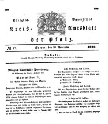 Königlich-bayerisches Kreis-Amtsblatt der Pfalz (Königlich bayerisches Amts- und Intelligenzblatt für die Pfalz) Donnerstag 20. November 1856