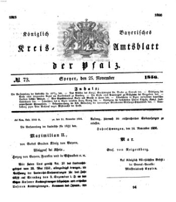 Königlich-bayerisches Kreis-Amtsblatt der Pfalz (Königlich bayerisches Amts- und Intelligenzblatt für die Pfalz) Dienstag 25. November 1856