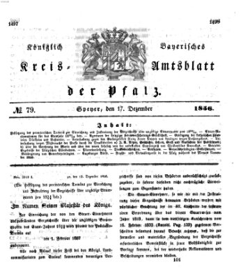 Königlich-bayerisches Kreis-Amtsblatt der Pfalz (Königlich bayerisches Amts- und Intelligenzblatt für die Pfalz) Mittwoch 17. Dezember 1856