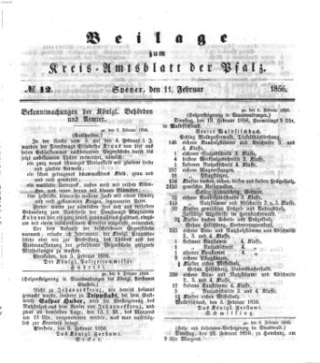 Königlich-bayerisches Kreis-Amtsblatt der Pfalz (Königlich bayerisches Amts- und Intelligenzblatt für die Pfalz) Montag 11. Februar 1856