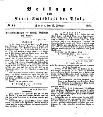 Königlich-bayerisches Kreis-Amtsblatt der Pfalz (Königlich bayerisches Amts- und Intelligenzblatt für die Pfalz) Dienstag 19. Februar 1856