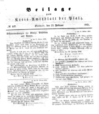 Königlich-bayerisches Kreis-Amtsblatt der Pfalz (Königlich bayerisches Amts- und Intelligenzblatt für die Pfalz) Samstag 23. Februar 1856