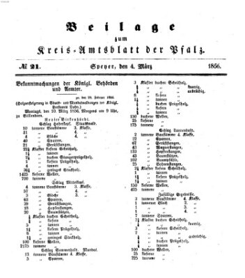 Königlich-bayerisches Kreis-Amtsblatt der Pfalz (Königlich bayerisches Amts- und Intelligenzblatt für die Pfalz) Dienstag 4. März 1856