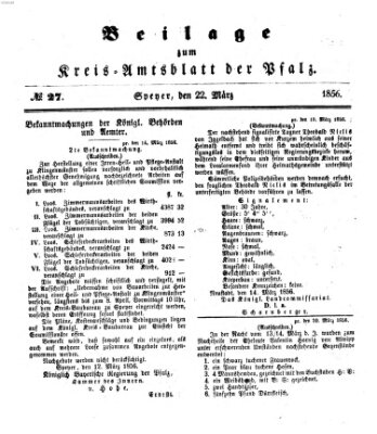 Königlich-bayerisches Kreis-Amtsblatt der Pfalz (Königlich bayerisches Amts- und Intelligenzblatt für die Pfalz) Samstag 22. März 1856