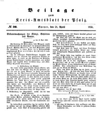 Königlich-bayerisches Kreis-Amtsblatt der Pfalz (Königlich bayerisches Amts- und Intelligenzblatt für die Pfalz) Montag 21. April 1856