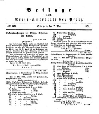 Königlich-bayerisches Kreis-Amtsblatt der Pfalz (Königlich bayerisches Amts- und Intelligenzblatt für die Pfalz) Mittwoch 7. Mai 1856