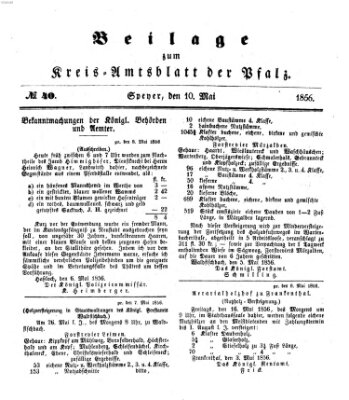 Königlich-bayerisches Kreis-Amtsblatt der Pfalz (Königlich bayerisches Amts- und Intelligenzblatt für die Pfalz) Samstag 10. Mai 1856