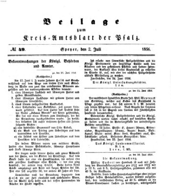 Königlich-bayerisches Kreis-Amtsblatt der Pfalz (Königlich bayerisches Amts- und Intelligenzblatt für die Pfalz) Mittwoch 2. Juli 1856