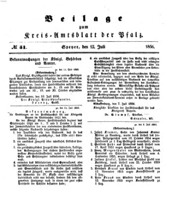 Königlich-bayerisches Kreis-Amtsblatt der Pfalz (Königlich bayerisches Amts- und Intelligenzblatt für die Pfalz) Samstag 12. Juli 1856