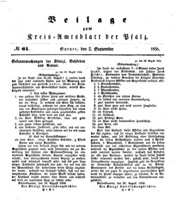 Königlich-bayerisches Kreis-Amtsblatt der Pfalz (Königlich bayerisches Amts- und Intelligenzblatt für die Pfalz) Dienstag 2. September 1856