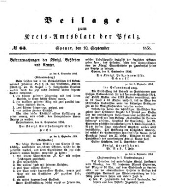 Königlich-bayerisches Kreis-Amtsblatt der Pfalz (Königlich bayerisches Amts- und Intelligenzblatt für die Pfalz) Mittwoch 10. September 1856