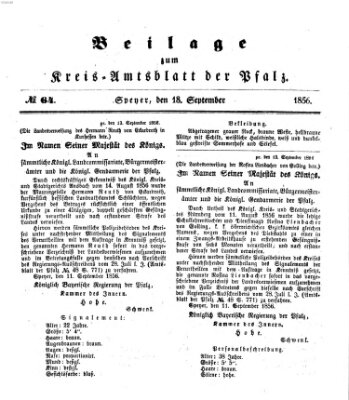 Königlich-bayerisches Kreis-Amtsblatt der Pfalz (Königlich bayerisches Amts- und Intelligenzblatt für die Pfalz) Donnerstag 18. September 1856