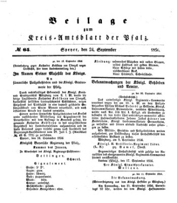 Königlich-bayerisches Kreis-Amtsblatt der Pfalz (Königlich bayerisches Amts- und Intelligenzblatt für die Pfalz) Mittwoch 24. September 1856