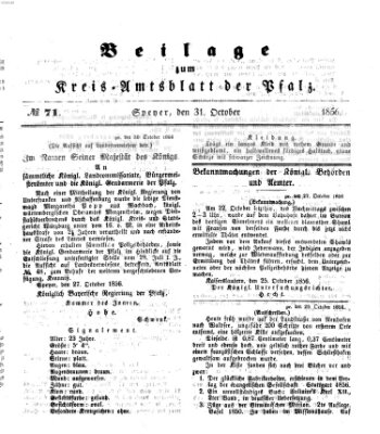 Königlich-bayerisches Kreis-Amtsblatt der Pfalz (Königlich bayerisches Amts- und Intelligenzblatt für die Pfalz) Freitag 31. Oktober 1856