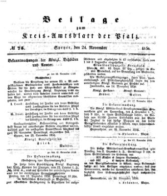 Königlich-bayerisches Kreis-Amtsblatt der Pfalz (Königlich bayerisches Amts- und Intelligenzblatt für die Pfalz) Montag 24. November 1856