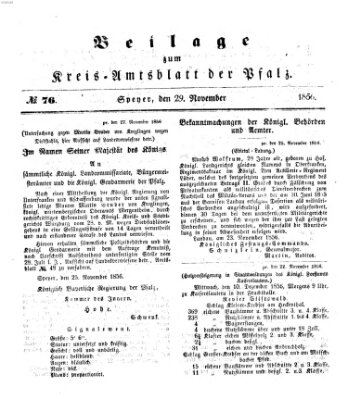 Königlich-bayerisches Kreis-Amtsblatt der Pfalz (Königlich bayerisches Amts- und Intelligenzblatt für die Pfalz) Samstag 29. November 1856