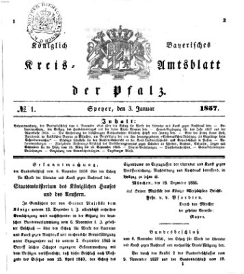 Königlich-bayerisches Kreis-Amtsblatt der Pfalz (Königlich bayerisches Amts- und Intelligenzblatt für die Pfalz) Samstag 3. Januar 1857